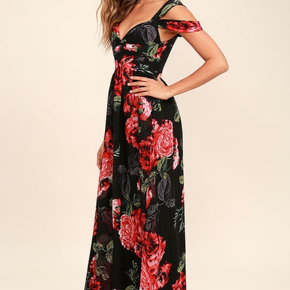 Lulus Black Floral Print Maxi Dress - Picture 2 of 8
